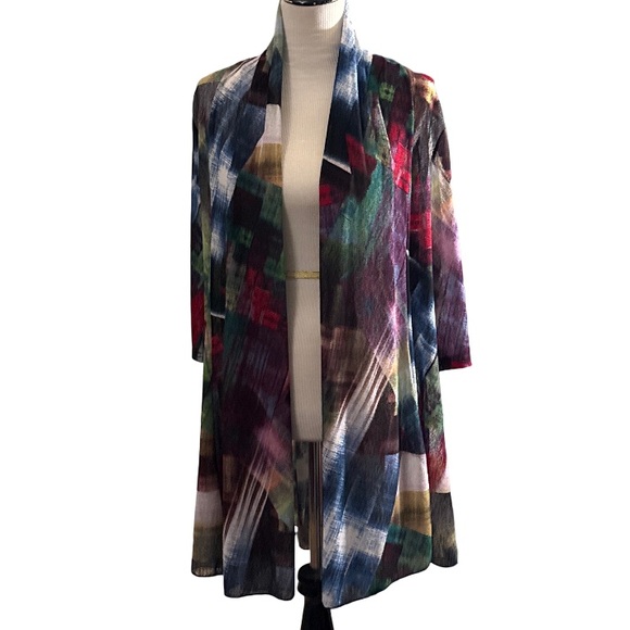 Multicolor Abstract Open Front Cardigan - Picture 1 of 3